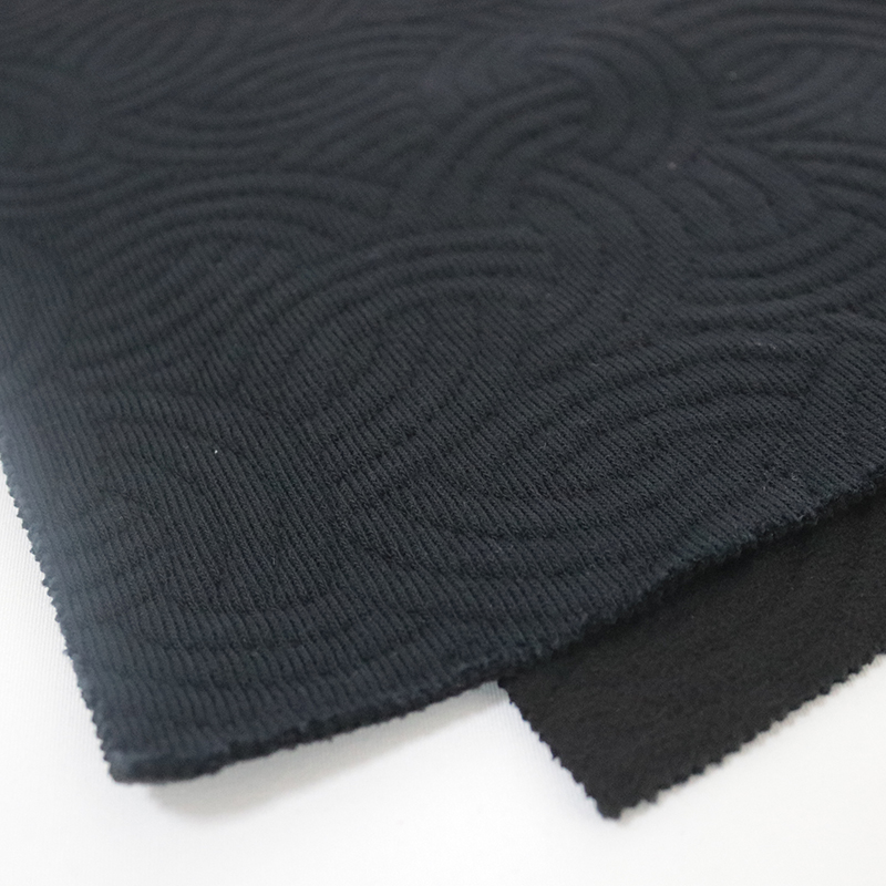 30/39/31 RECYCLE PET/POLYESTER/COTTON FLEECE BONDED WITH EMBOSSED HIGH-FREQUENCY